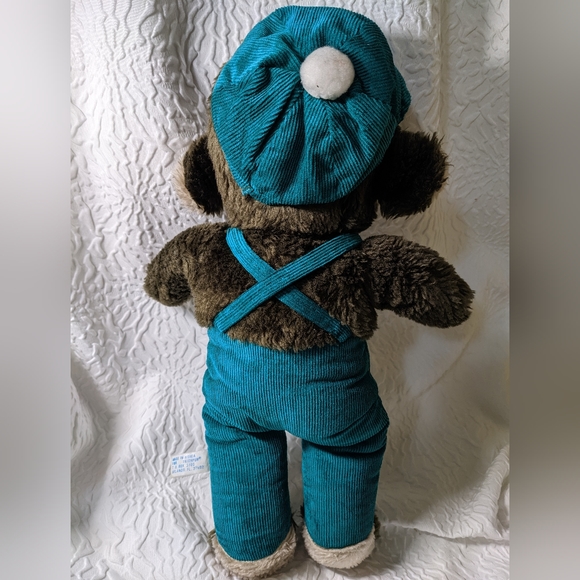 Vintage 90s Interpur Korea Teal Overalls Monkey Plush - Picture 5 of 5